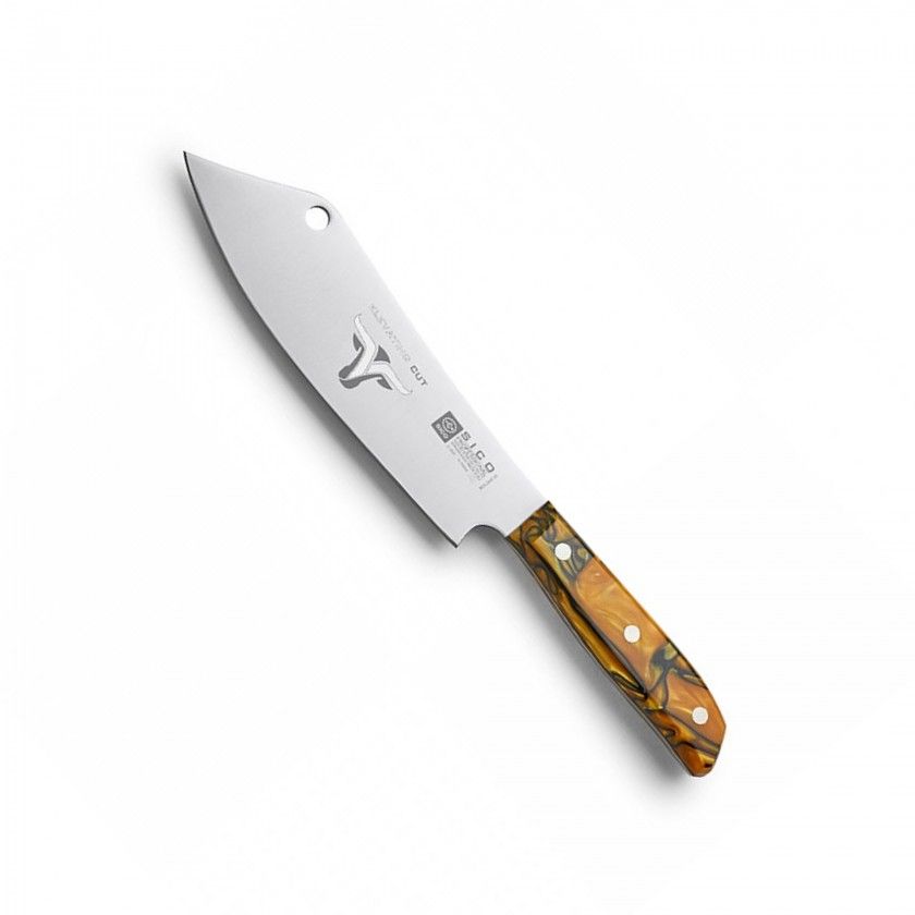 Faca Chefe Cabo Acrlico Sico Efeito Mrmore Laranja 20cm