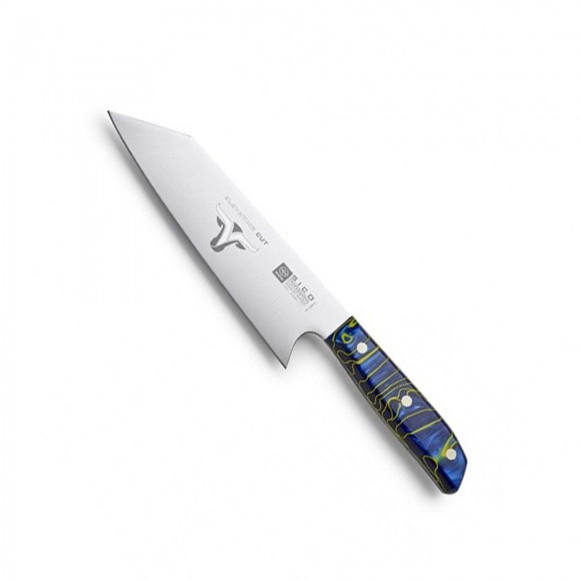 Faca Chefe Cabo Acrlico Sico Efeito Mrmore Azul 20cm