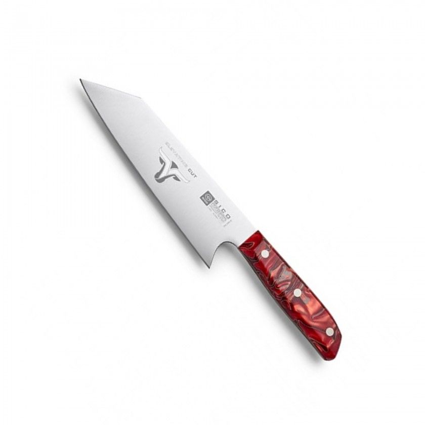 Faca Chefe Cabo Acrlico Sico Efeito Mrmore Vermelho 20cm