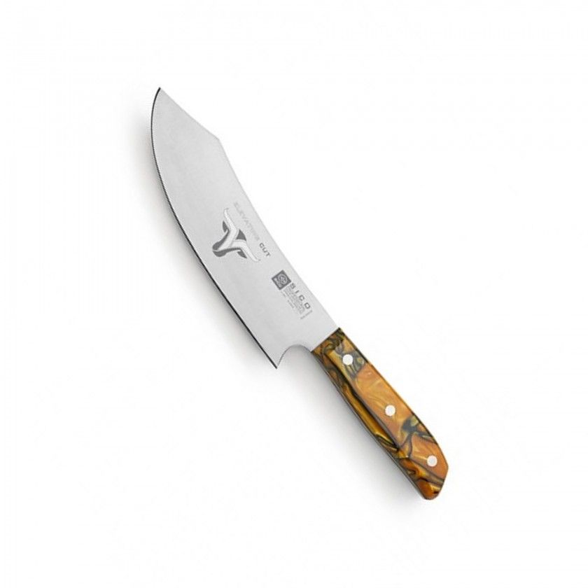 Faca Chefe Cabo Acrlico Sico Efeito Mrmore Laranja 20cm