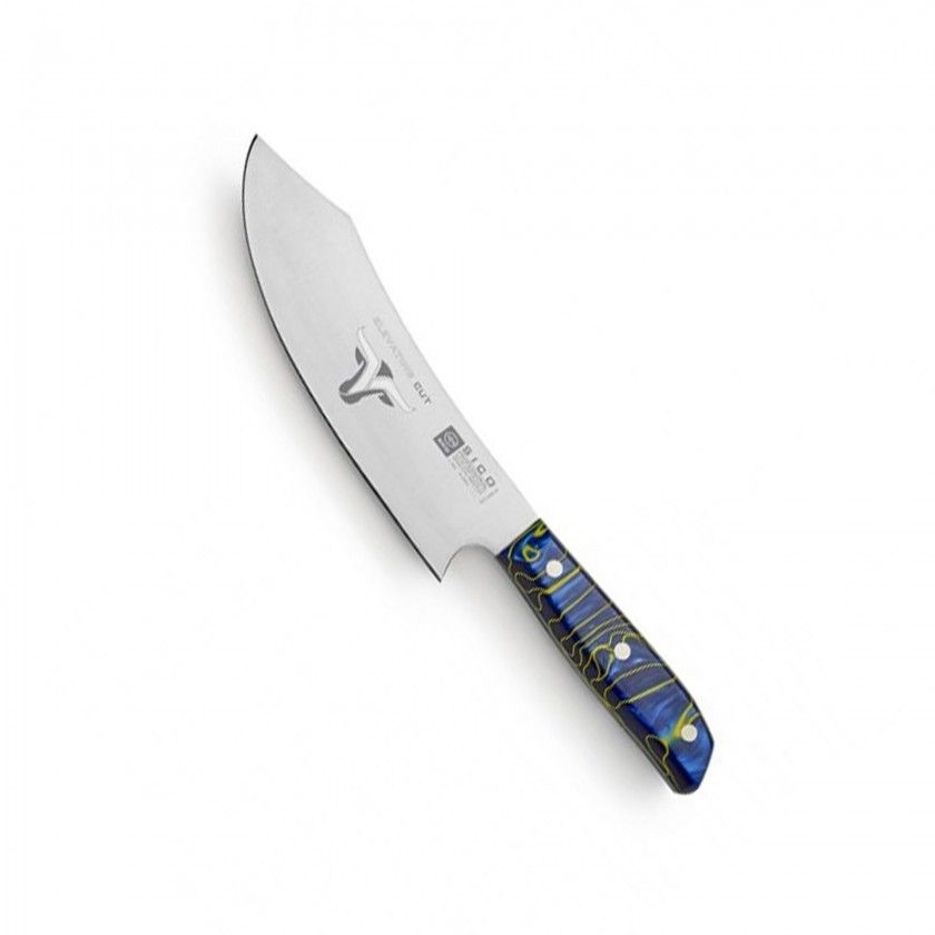 Faca Chefe Cabo Acrlico Sico Efeito Mrmore Azul 20cm