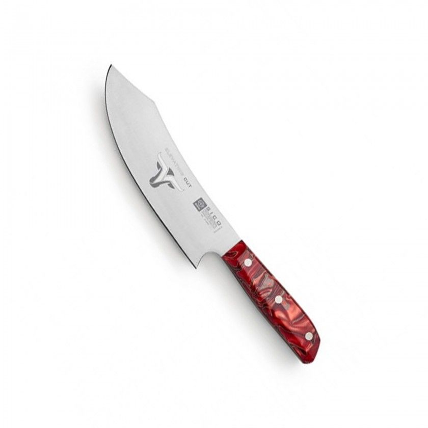 Faca Chefe Cabo Acrlico Sico Efeito Mrmore Vermelho 20cm