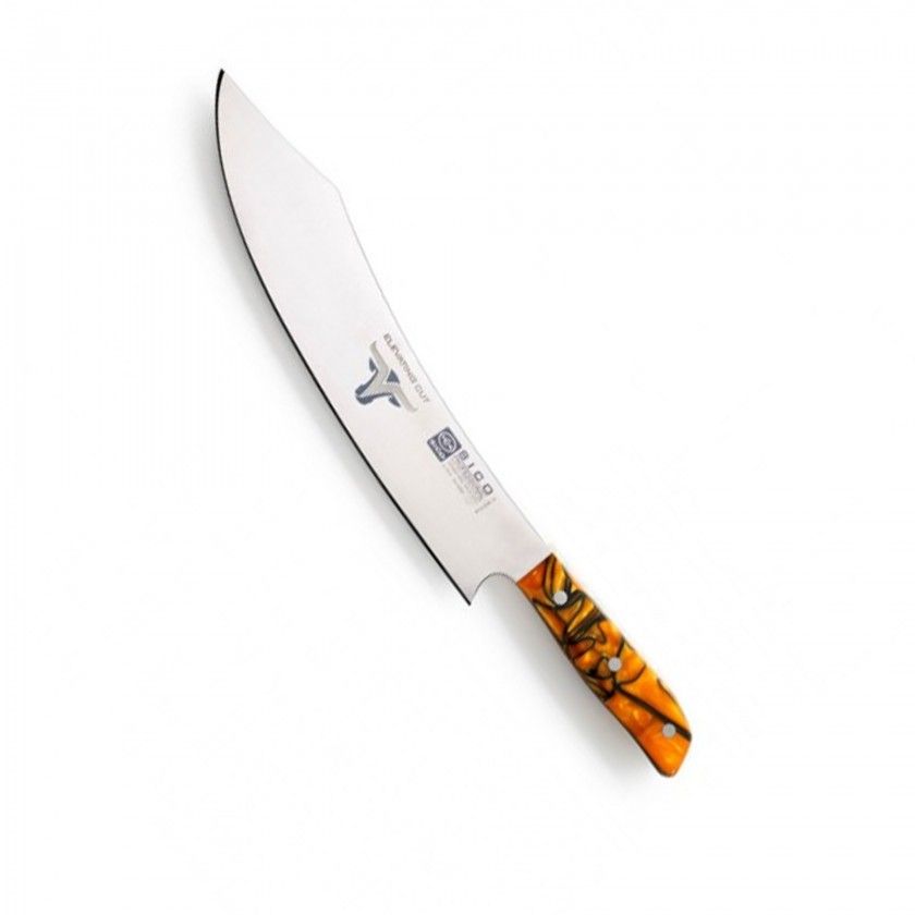 Faca Chefe Cabo Acrlico Sico Efeito Mrmore Laranja 30cm