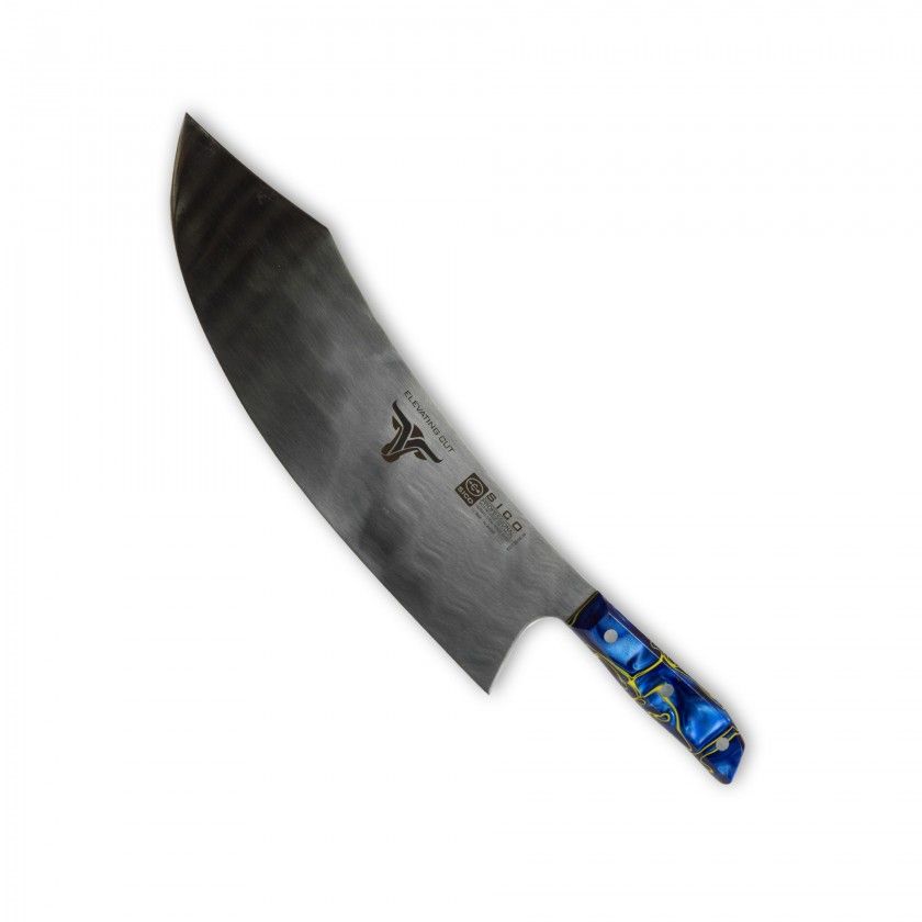 Faca Talho Cabo Acrlico Sico Efeito Mrmore Azul 34cm