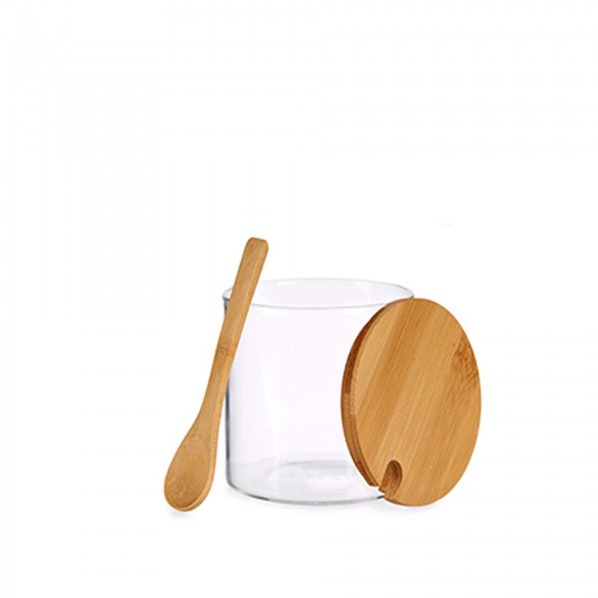Açucareiro com Colher + Tampa Bambu Açucareiro com Colher + Tampa Bambu