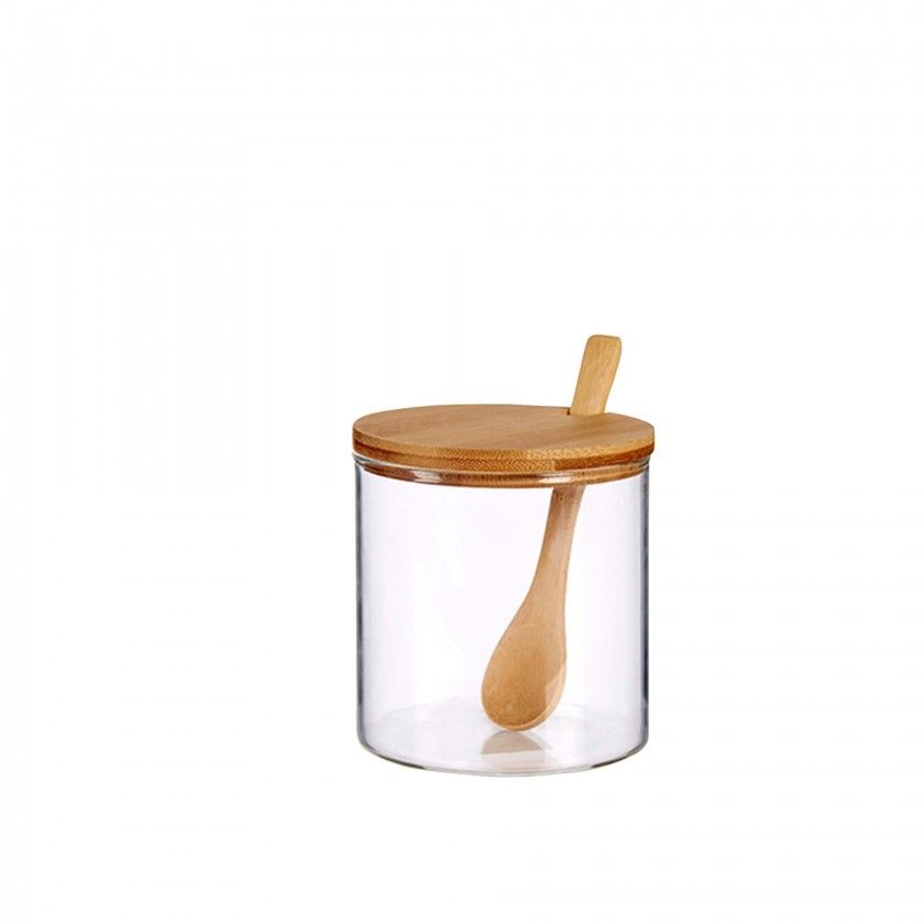 Aucareiro com Colher + Tampa Bambu