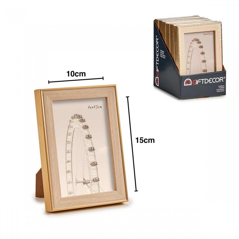 Moldura Plstico Efeito Madeira Dourada