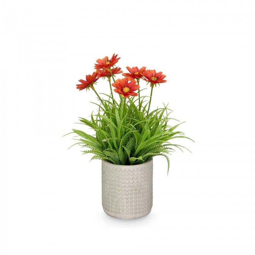 Vaso Planta Artificial Flores Redondo 18X23cm