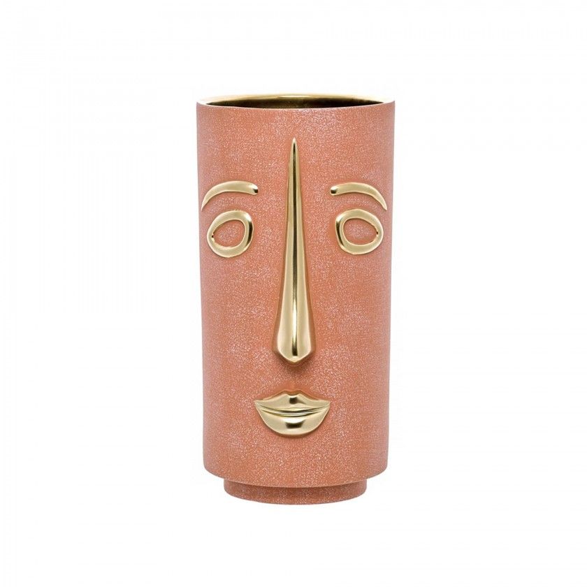 Jarra Cermica Golden Brick Face 15X15X30cm