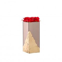 Cubo Folha Ouro / Bronze Rosas Vermelhas