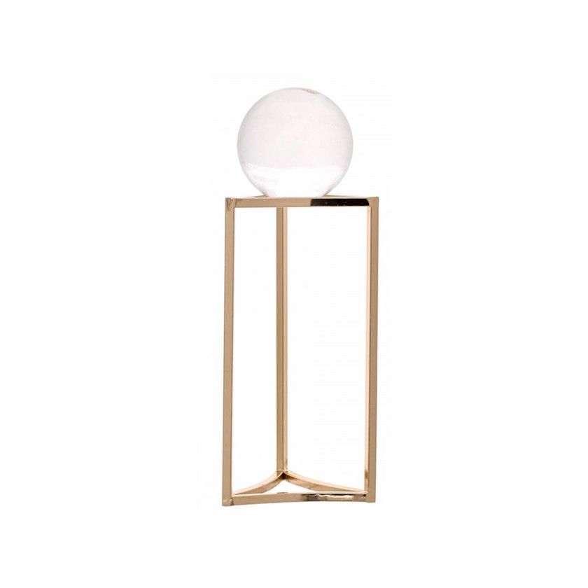 Bola Vidro com Suporte Dourado 13X12X35cm