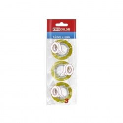 Rolo Fita Cola Transparente Amarelo 12mmx35m Pack 3