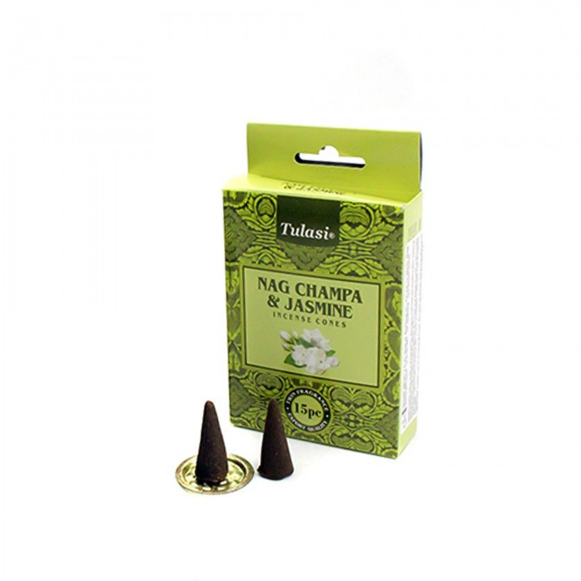 Cone Incenso Tulasi com Base Pack 15