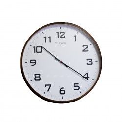 Relgio Parede Timemark Redondo Branco Borda Castanha 50cm