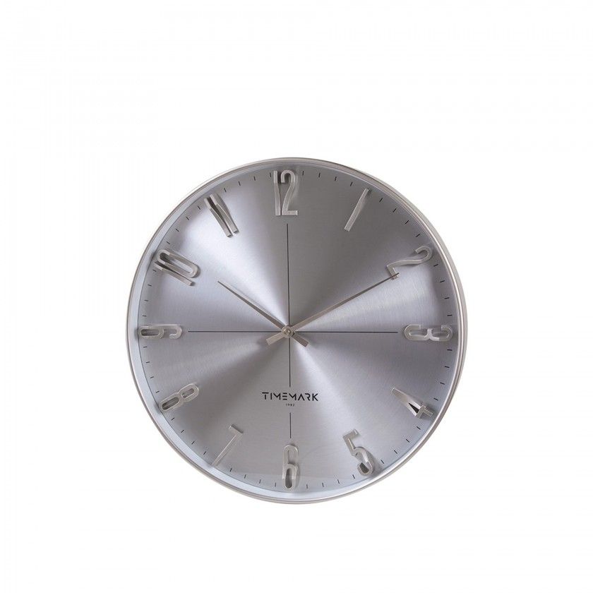 Relgio Parede Timemark Redondo Prateado 34cm