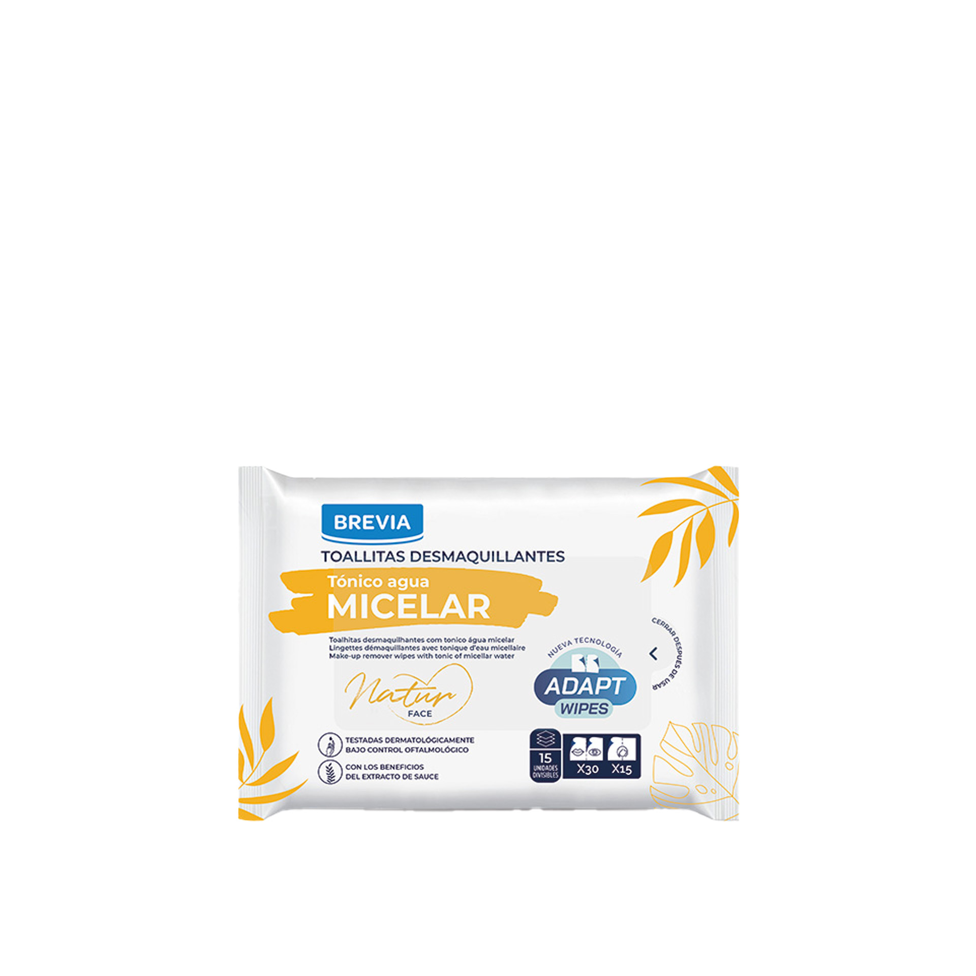 Toalhitas Desmaquilhantes Brevia Água Micelar Pack 15