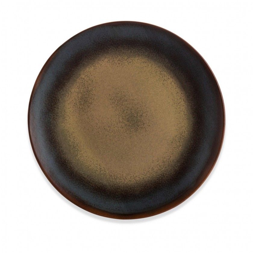 Prato Porcelana Lava Sobremesa Castanho 20X2cm