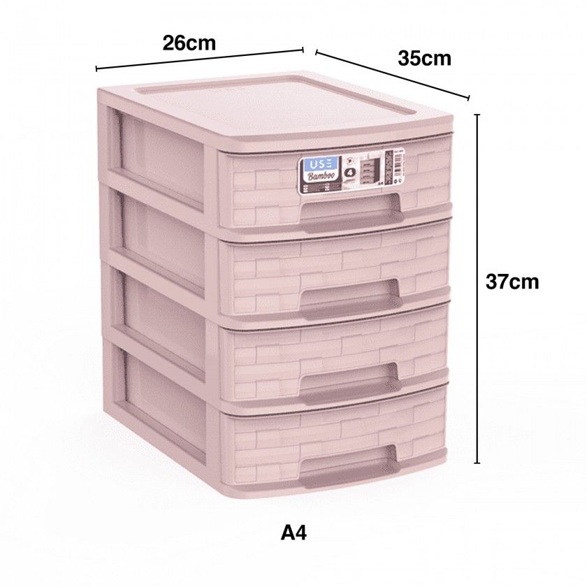 Caixa Organizadora Bamboo 4 Gavetas A4 35X26X37cm Caixa Organizadora Bamboo 4 Gavetas A4 35X26X37cm