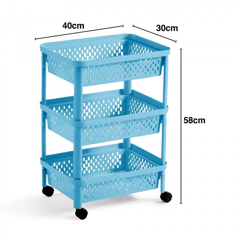 Carrinho Multifunções com 3 Cestos 40X30X58cm Carrinho Multifunções com 3 Cestos 40X30X58cm