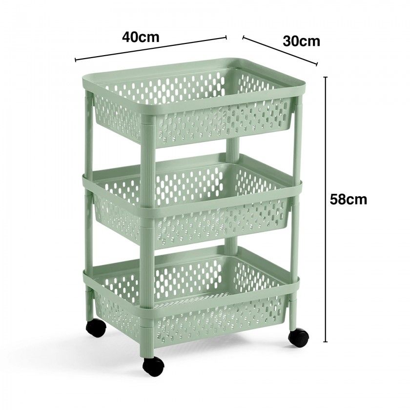 Carrinho Multifunções com 3 Cestos 40X30X58cm Carrinho Multifunções com 3 Cestos 40X30X58cm