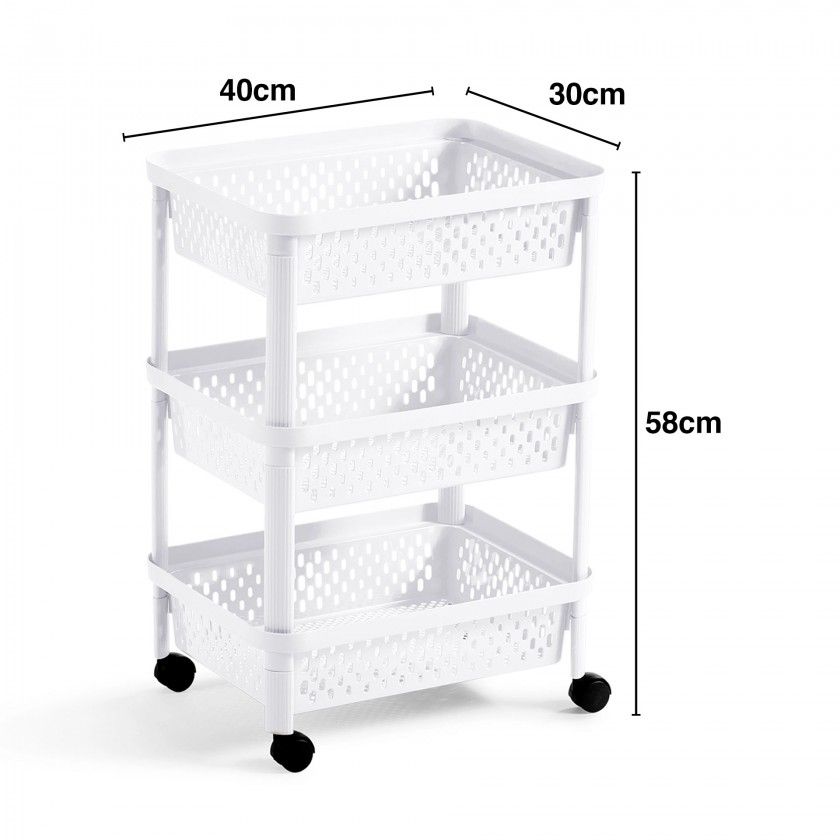 Carrinho Multifunções com 3 Cestos 40X30X58cm Carrinho Multifunções com 3 Cestos 40X30X58cm