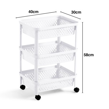 Carrinho Multifun��es com 3 Cestos 40X30X58cm