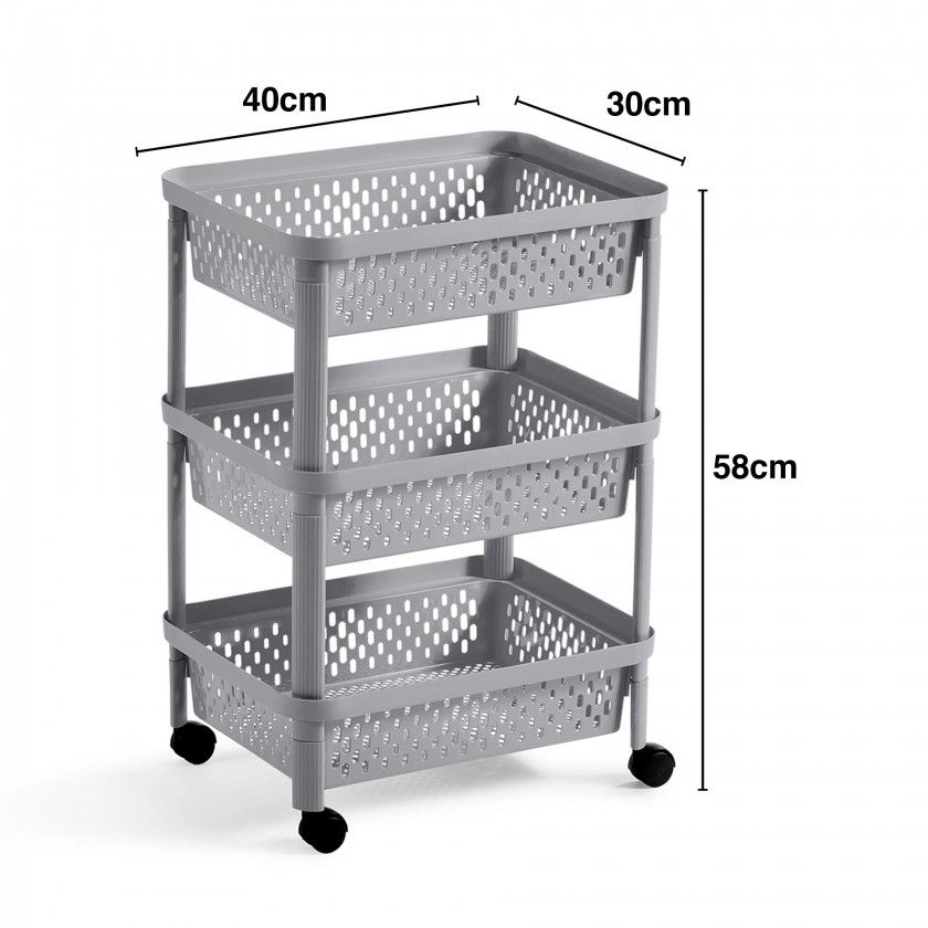 Carrinho Multifunções com 3 Cestos 40X30X58cm Carrinho Multifunções com 3 Cestos 40X30X58cm