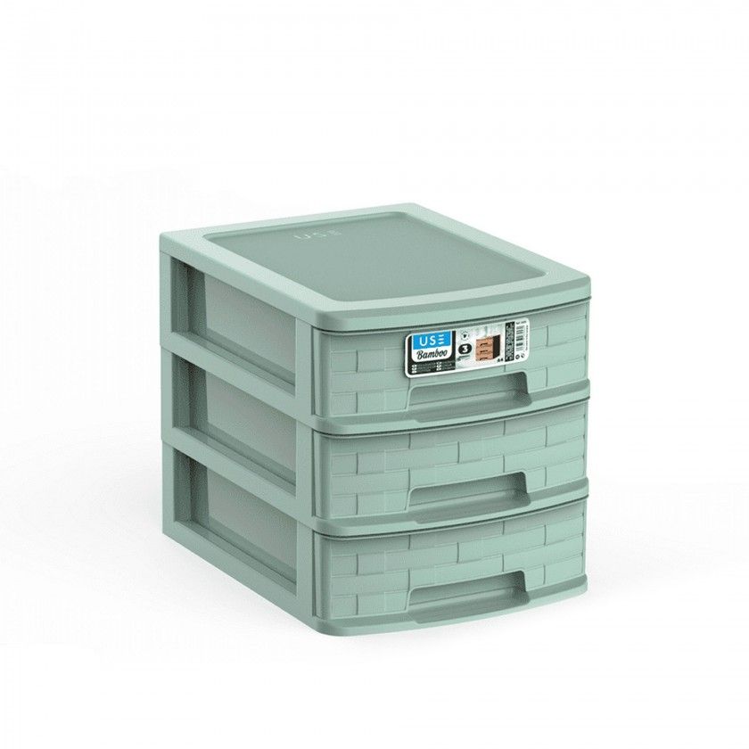 Caixa Organizadora Bamboo A4 3 Gavetas 35X26X28cm
