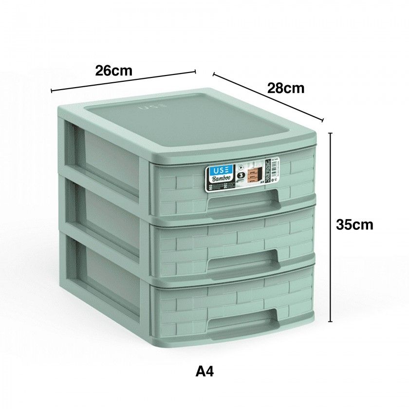 Caixa Organizadora Bamboo A4 3 Gavetas 35X26X28cm Caixa Organizadora Bamboo A4 3 Gavetas 35X26X28cm