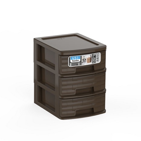 Caixa Organizadora Bamboo 3 Gavetas Sand 17.5X13.5X18cm - Image product