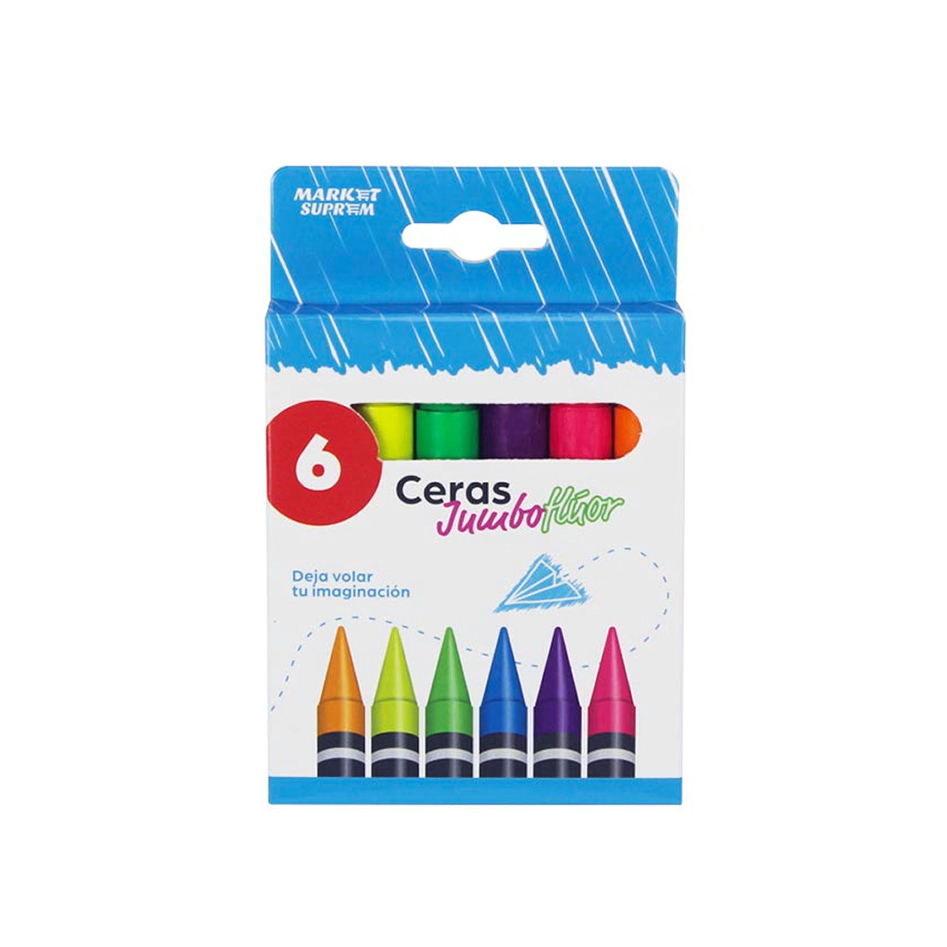 Lápis Cera Jumbo Fluor 6 Cores 1.4X10cm
