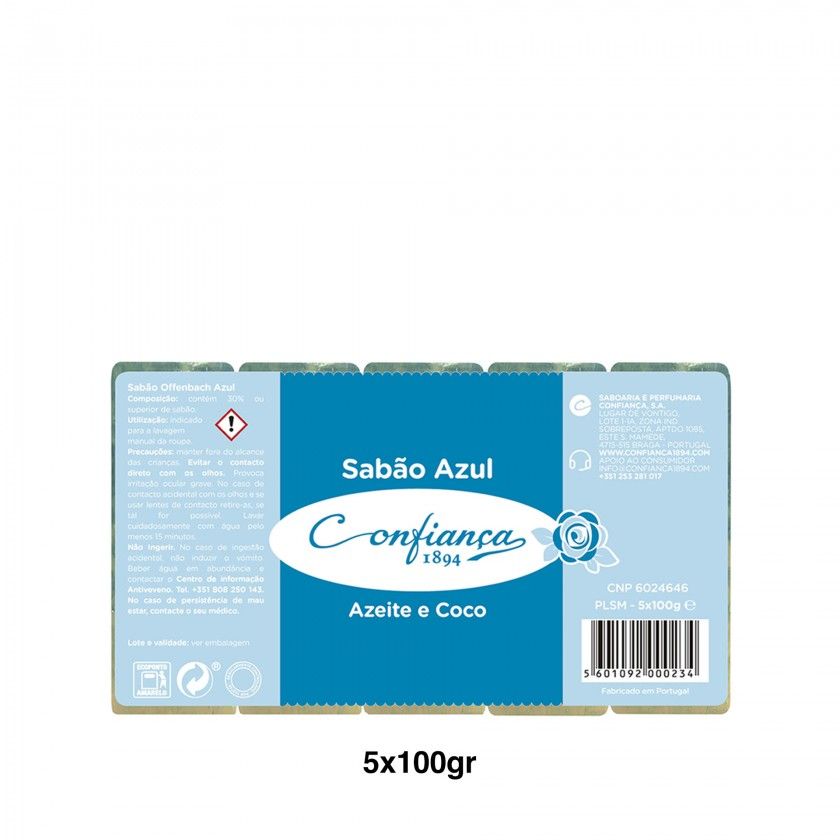 Sabão Confiança Barra Azul Pack 5X100gr Sabão Confiança Barra Azul Pack 5X100gr