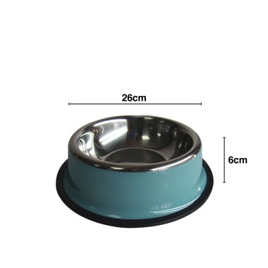 Comedouro Animal Inox Pintado Redondo 26X6cm