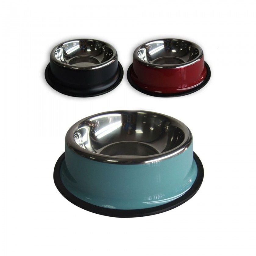 Comedouro Animal Inox Pintado Redondo 26X6cm Comedouro Animal Inox Pintado Redondo 26X6cm