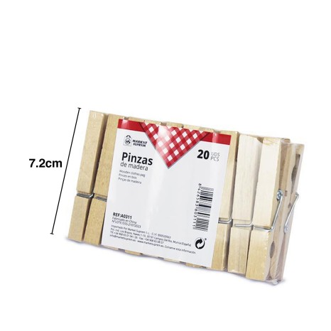Mola Roupa Madeira 7.2cm Pack 20 - Image product