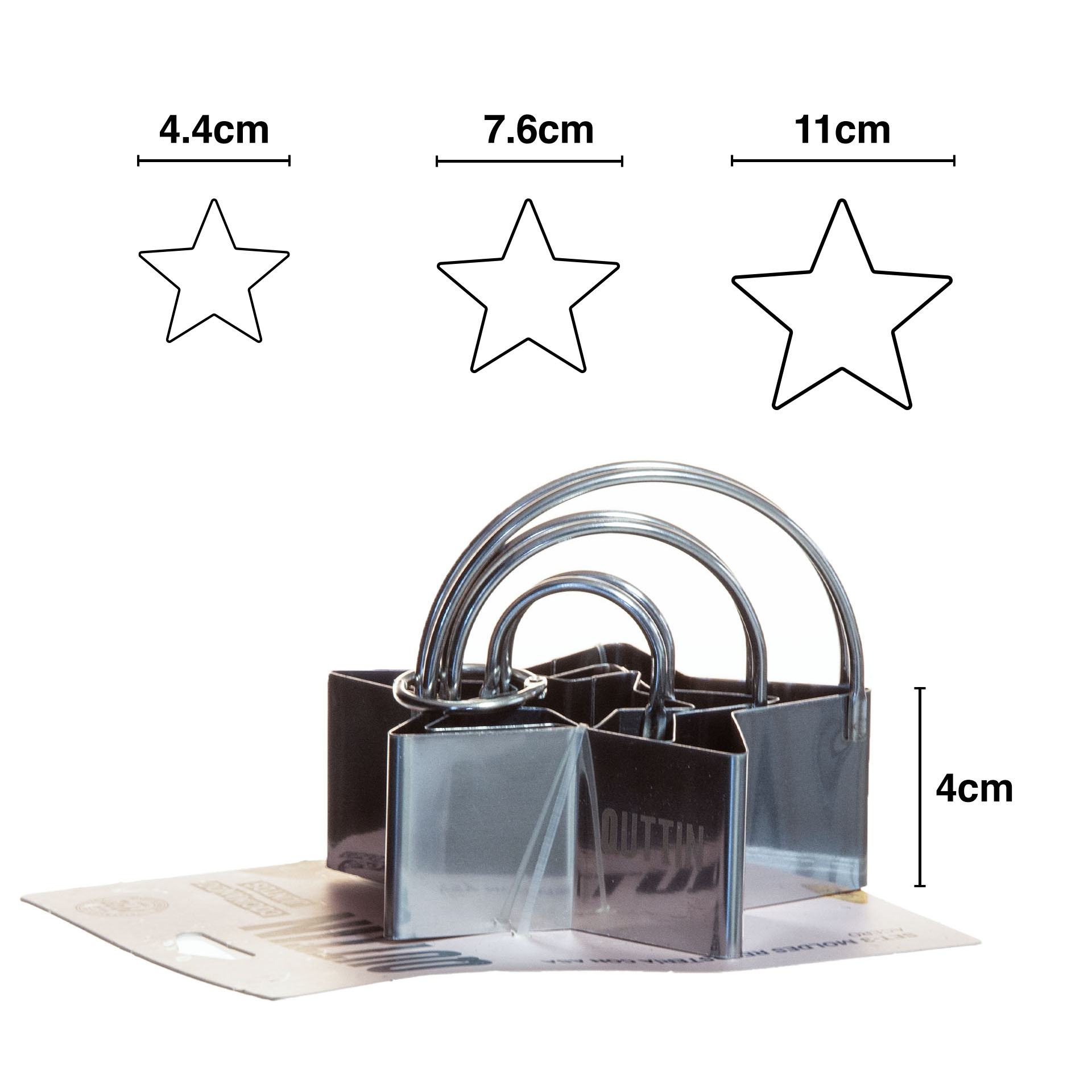 Aro Pastelaria com Pega Estrela 11/7.6/4.4X4cm Pack 3