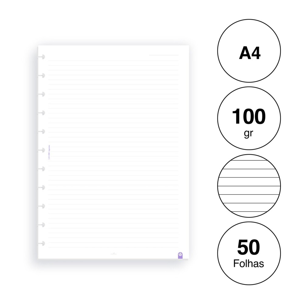 Recarga para Caderno Ingeniox A4 Pautado 50F 100gr