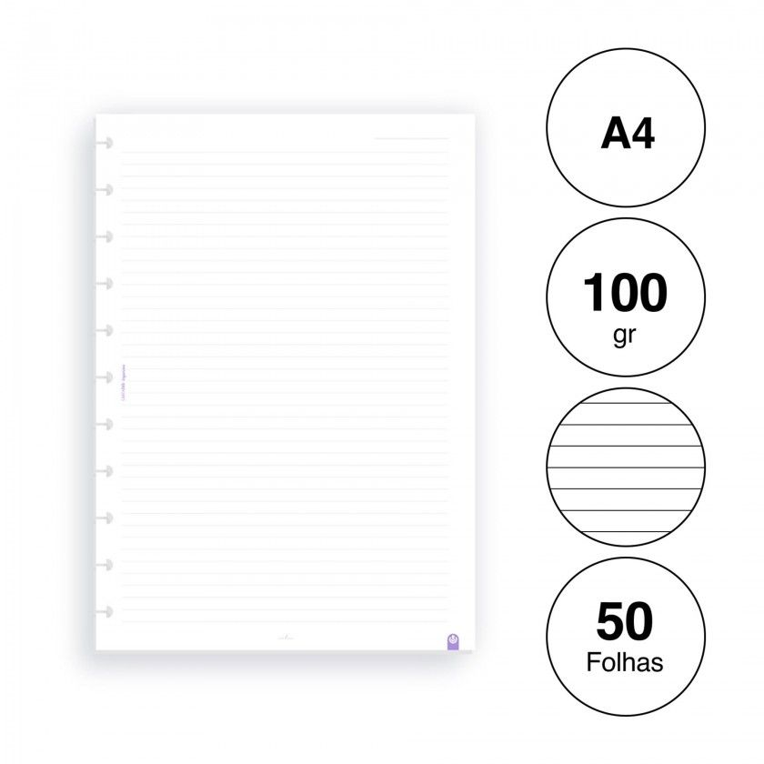 Recarga para Caderno Ingeniox A4 Pautado 50F 100gr