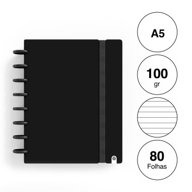Caderno Ingeniox Pautado A5 Cor Sólida 80F 100gr
