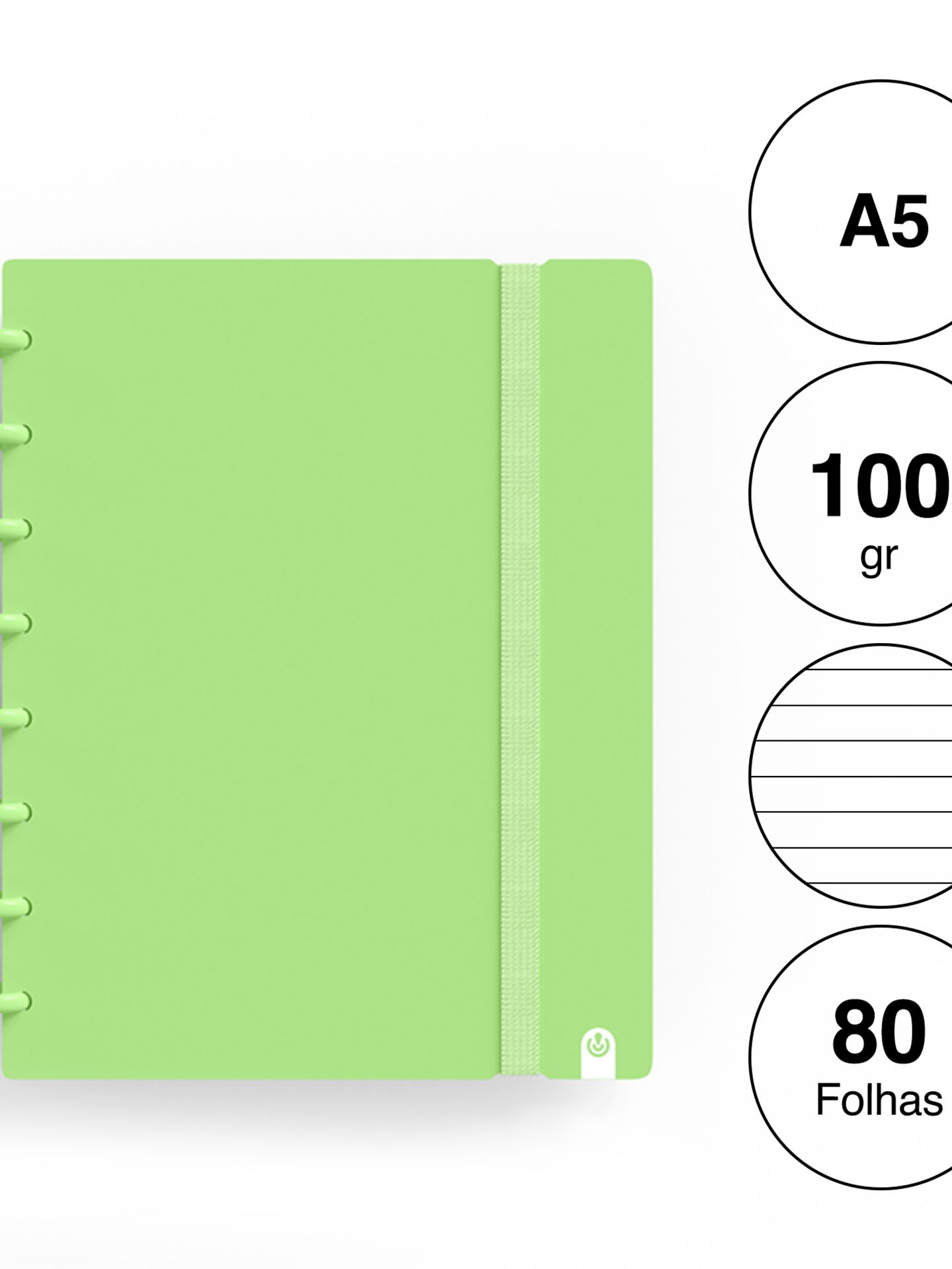Caderno Ingeniox Pautado A5 Pastel 80F 100gr