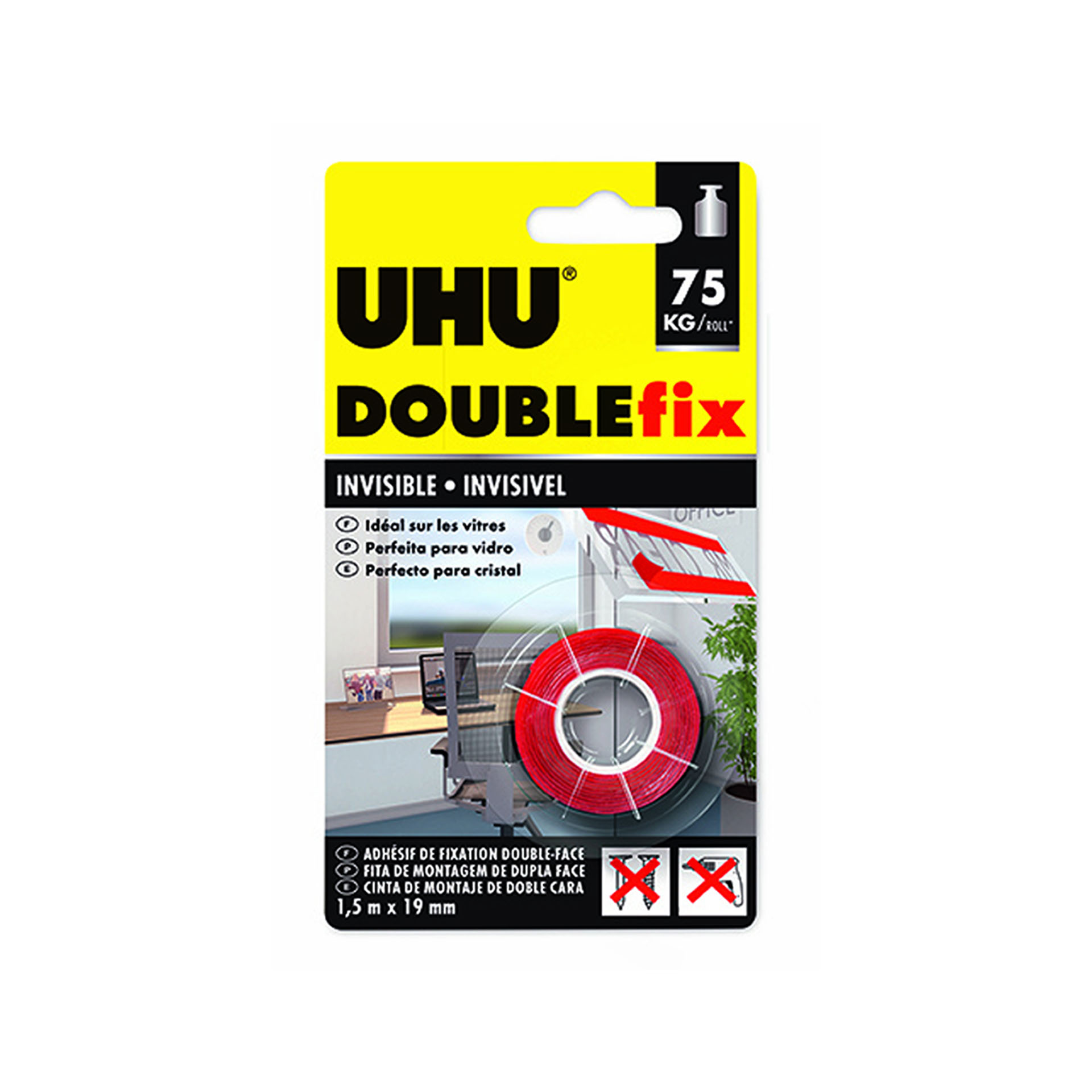 Fita Cola Uhu Doublefix Dupla Face Invisível 1.5mX19mm