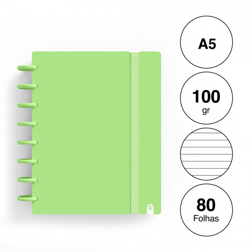 Caderno Ingeniox Pautado A5 Pastel 80F 100gr