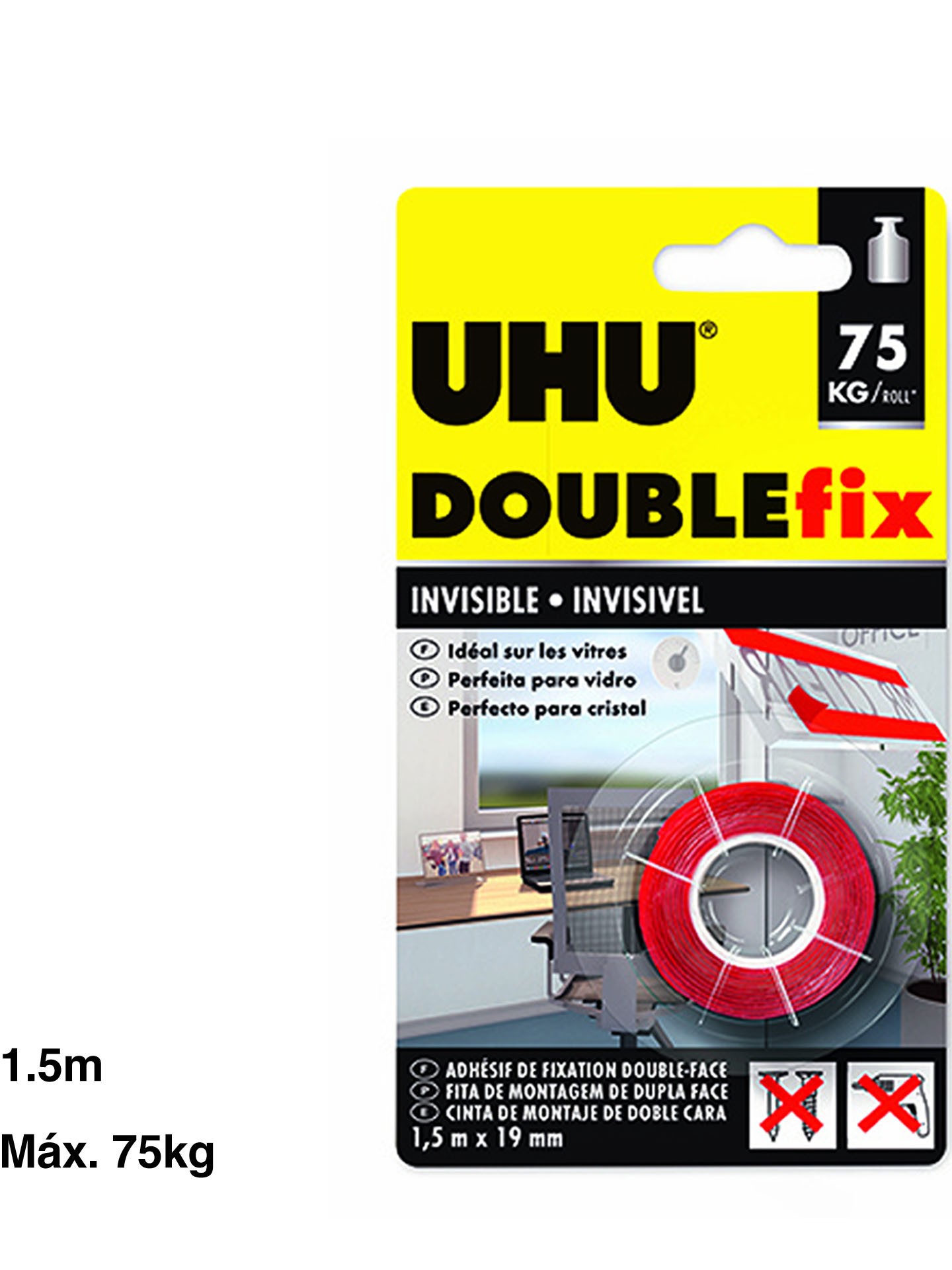 Fita Cola Uhu Doublefix Dupla Face Invisível 1.5mX19mm