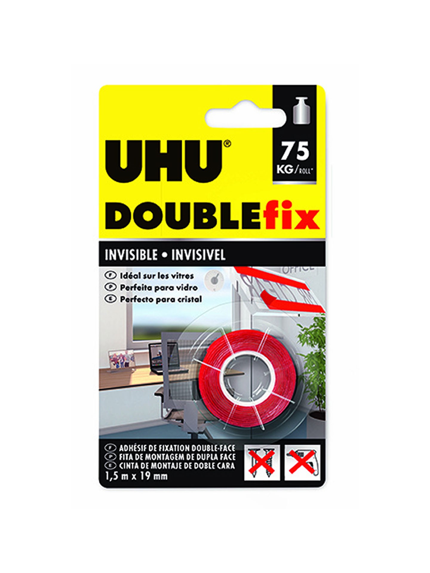 Fita Cola Uhu Doublefix Dupla Face Invisível 1.5mX19mm