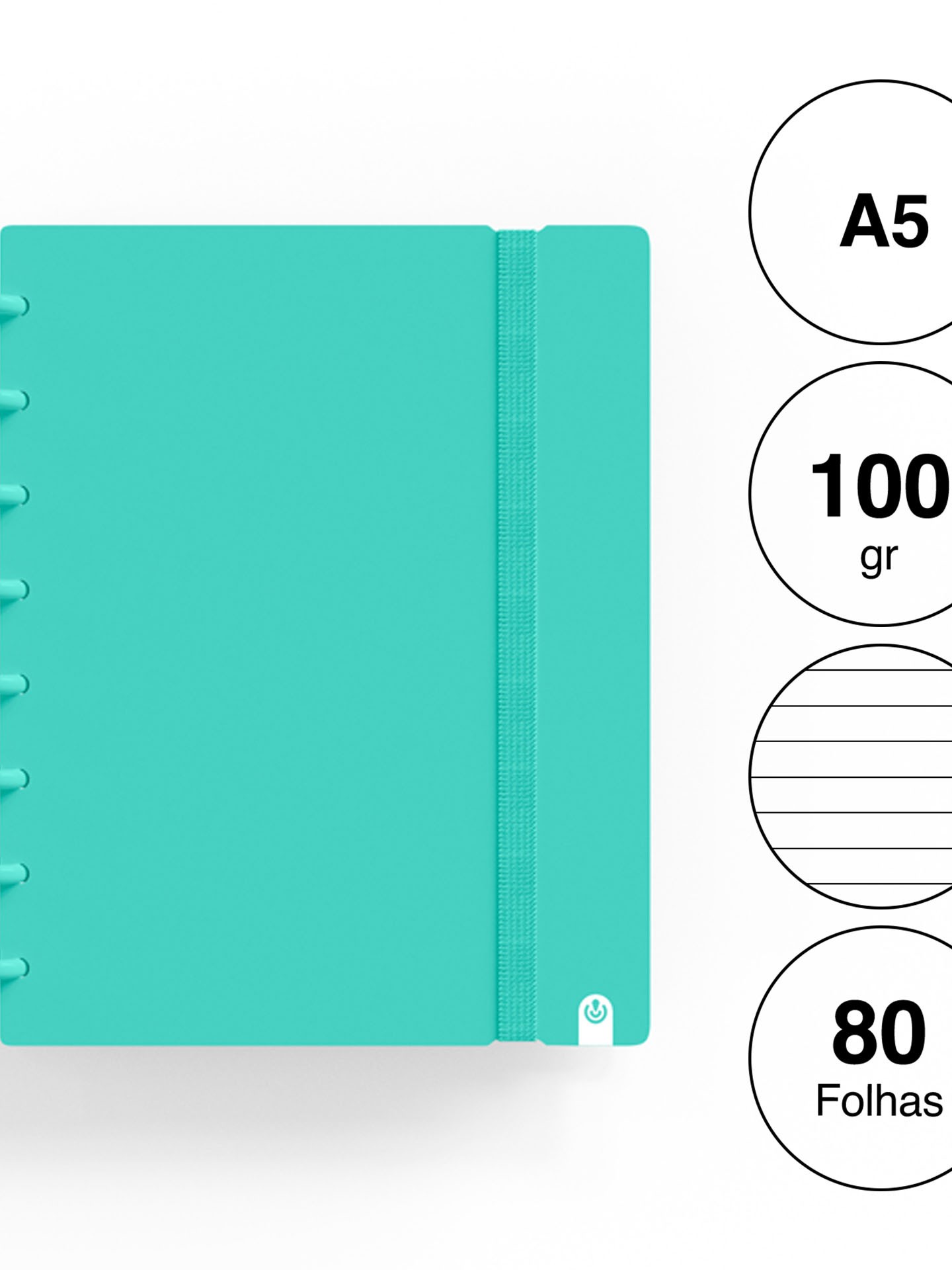 Caderno Ingeniox Pautado A5 Pastel 80F 100gr