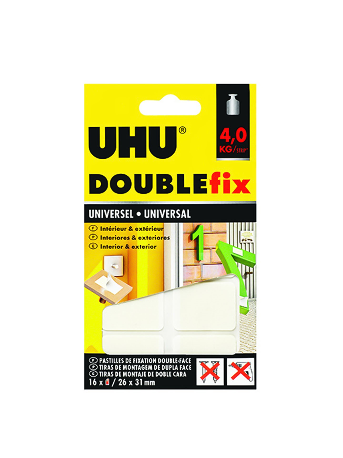 Tira Uhu Doublefix Dupla Face Universal 26X31mm Pack 16