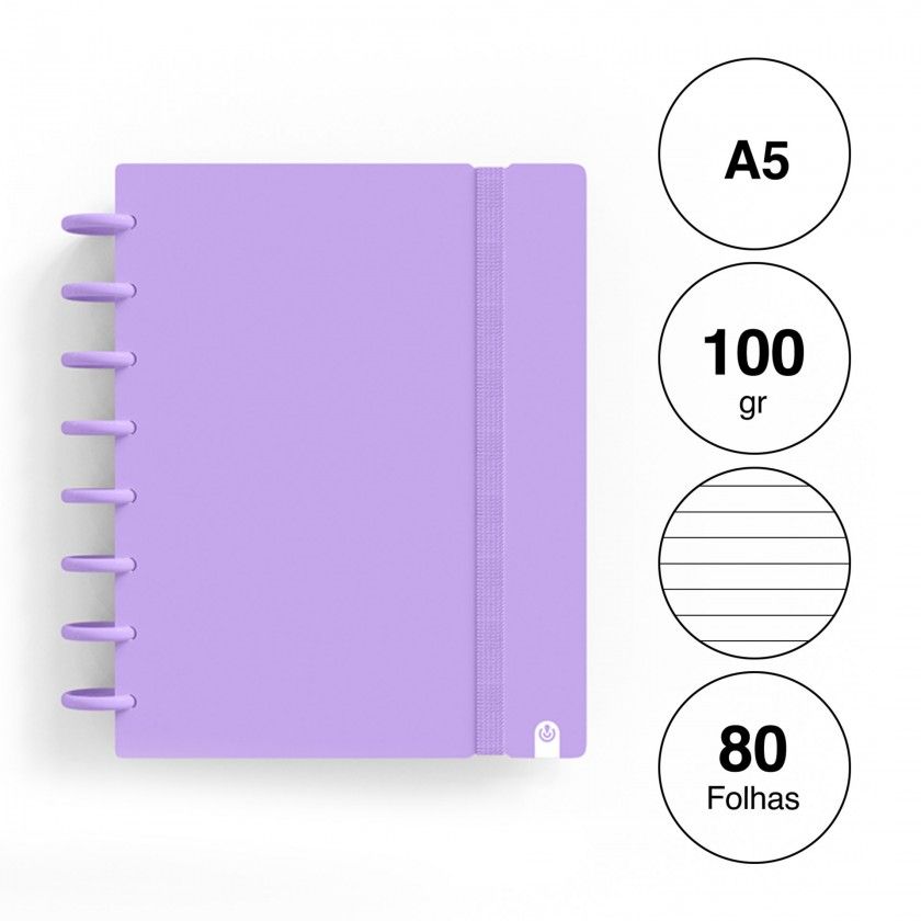 Caderno Ingeniox Pautado A5 Pastel 80F 100gr