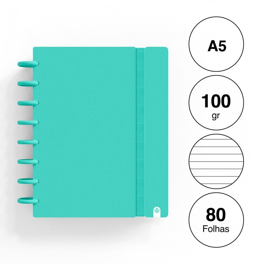 Caderno Ingeniox Pautado A5 Pastel 80F 100gr