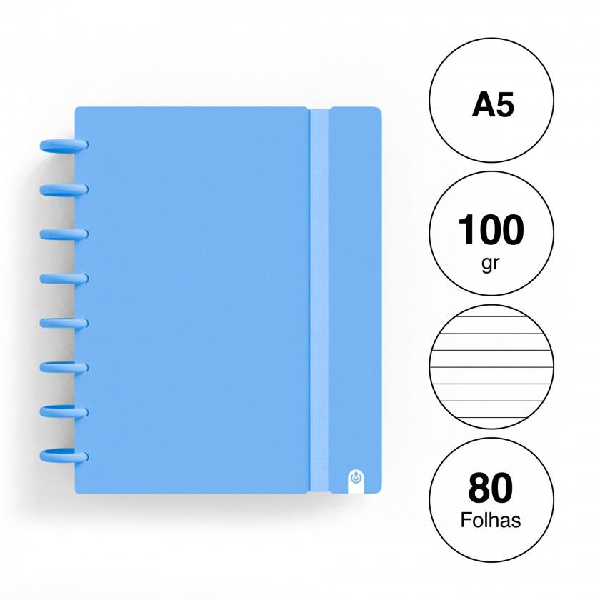 Caderno Ingeniox Pautado A5 Pastel 80F 100gr