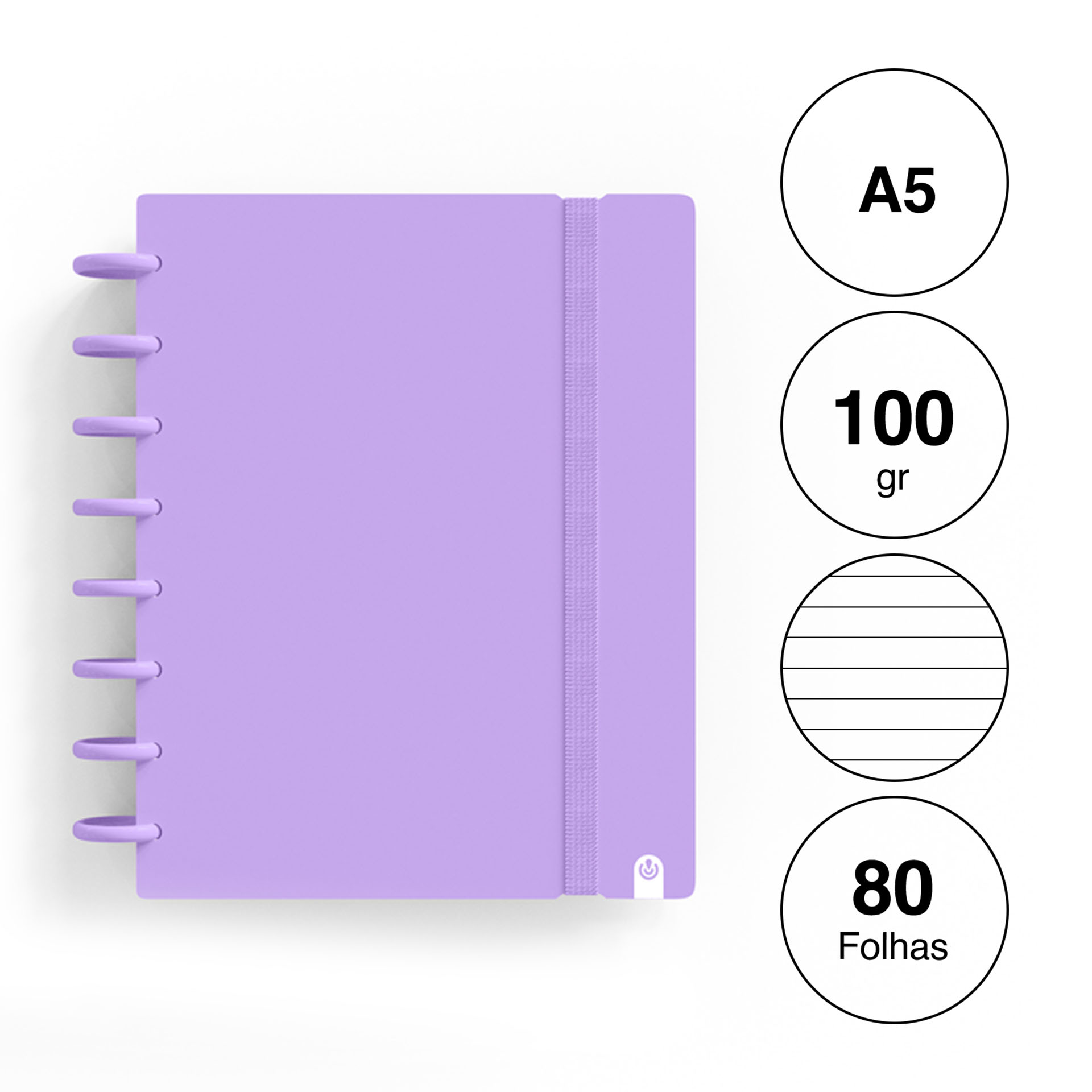 Caderno Ingeniox Pautado A5 Pastel 80F 100gr